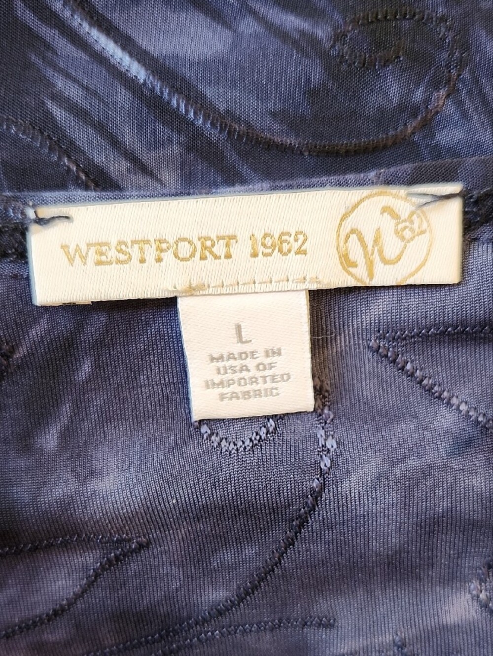 Westport Navy Short-Sleeve Scoop Neck Top with Embellished Medallion - Picture 3 of 7